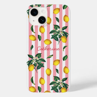 Mediterrane citroenen met roze strepen naam Case-Mate iPhone 14 hoesje