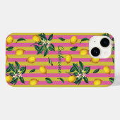 Mediterrane citroenen roze gele strepen naam Case-Mate iPhone case (Achterkant (horizontaal))
