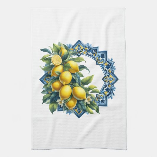Mediterrane citroenen theedoek (Verticaal)
