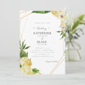 Mediterrane citroenen Tropische III bruiloft Kaart (Staand voorkant)