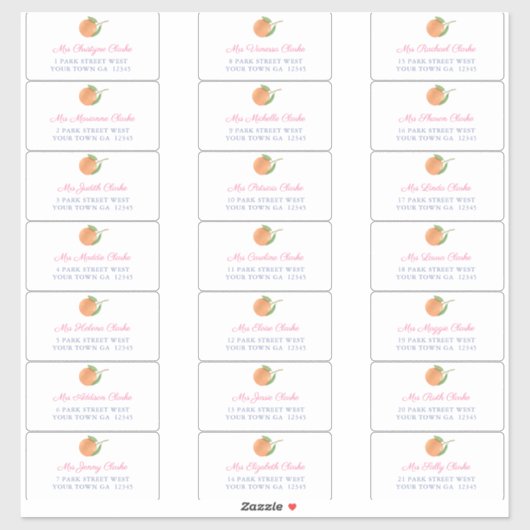 Mediterrane Citrus Pink Guest Envelope Adres Sticker (Vel)