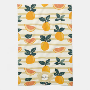 Mediterrane citrus & roze grapefruitstrepen theedoek