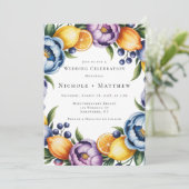 Mediterrane Citrusboeket Bruiloft Kaart (Staand voorkant)