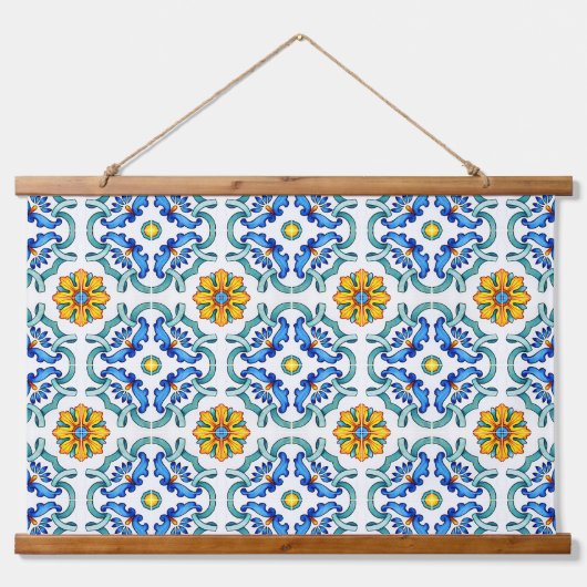 Mediterrane Decoratieve Tegel Patroon Hangend Wandkleed (Voorkant)