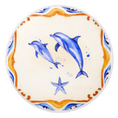 mediterrane dolfijnen keramische knop (Voorkant)