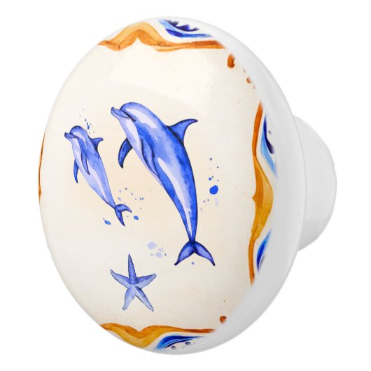 mediterrane dolfijnen keramische knop (Rechts)