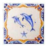 mediterrane dolfijnen tegeltje (Voorkant)
