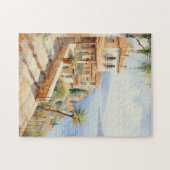 Mediterrane Dorp Waterverf Legpuzzel (Horizontaal)