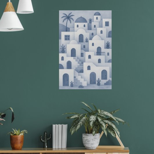 Mediterrane dorpsmuurkunst – Kustcharme Poster (Woonkamer 1)