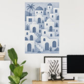 Mediterrane dorpsmuurkunst – Kustcharme Poster (Thuiskantoor)