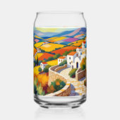 Mediterrane dorpsschildering blikvorm glas (Achterkant)