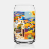 Mediterrane dorpsschildering blikvorm glas (Rechts)