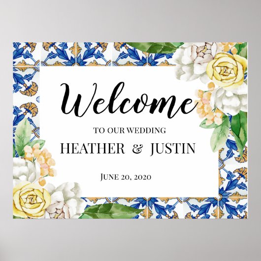 Mediterrane emon welkomstbord bruiloft poster (Voorkant)