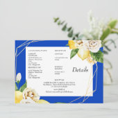 Mediterrane emons Floral Wedding Details Blue Kaart (Staand voorkant)