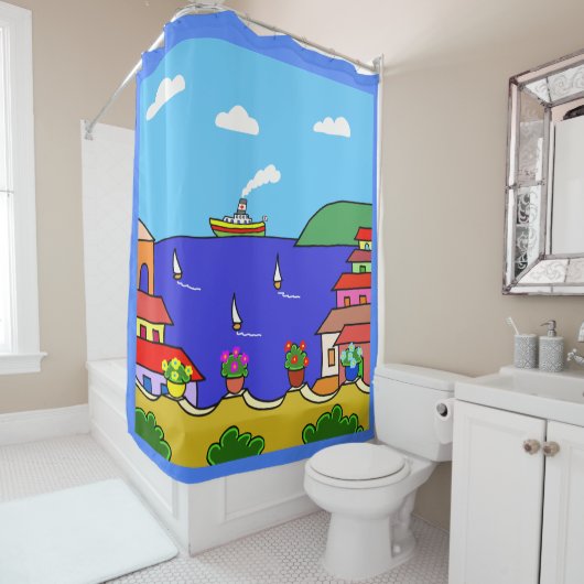 Mediterrane feestdag douchegordijn (In situ)