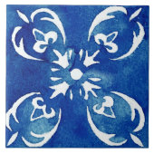 Mediterrane flinterblauwe Waterverf verf Tegeltje (Voorkant)