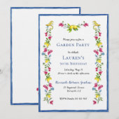 Mediterrane Floral Garden Birthday Party Kaart (Voorkant / Achterkant)