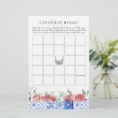 Mediterrane Floral Pink Game Lingerie Bingo Briefpapier (Staand voorkant)