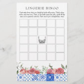 Mediterrane Floral Pink Game Lingerie Bingo Briefpapier (Voorkant)