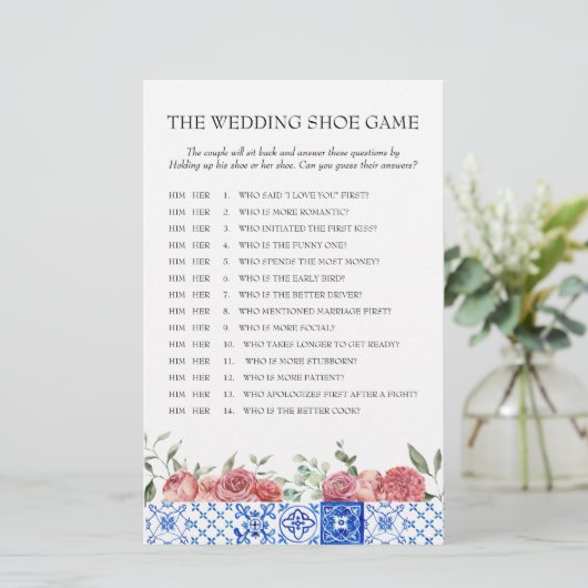 Mediterrane Floral Pink Vrijgezellenfeest Game Briefpapier (Staand voorkant)