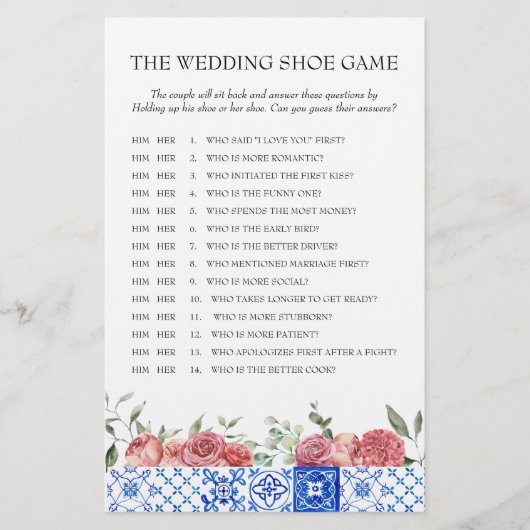 Mediterrane Floral Pink Vrijgezellenfeest Game Briefpapier (Voorkant)