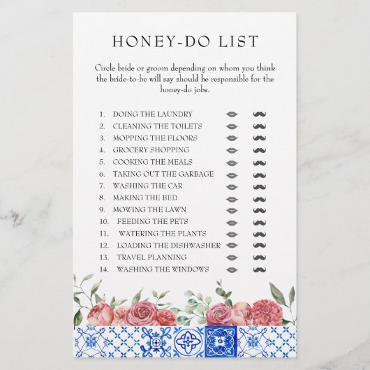 Mediterrane Floral Pink Vrijgezellenfeest Game Sta Briefpapier (Voorkant)