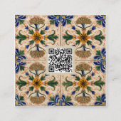 Mediterrane  Floral QR Code Social Media Vierkante Visitekaartje (Achterkant)