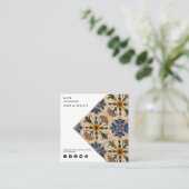 Mediterrane  Floral QR Code Social Media Vierkante Visitekaartje (Staand voorkant)