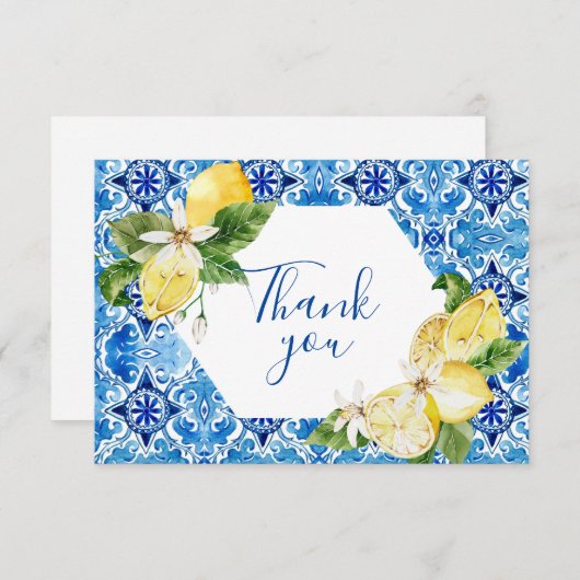 Mediterrane florale tegels Dank u wel! Bedankkaart (Voorkant / Achterkant)