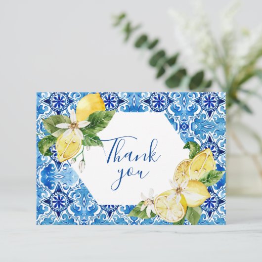 Mediterrane florale tegels Dank u wel! Bedankkaart (Staand voorkant)