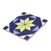 Mediterrane Gele Blauwe Floral Tegel Pattern Tegeltje (Zijkant)