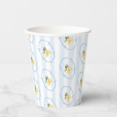 Mediterrane gele citroen en blauwe bogen papieren bekers (Voorkant)