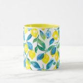 Mediterrane gele citroenen waterverf mok (Midden)