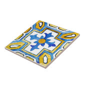 Mediterrane gele waterverf kruis tegeltje (Zijkant)