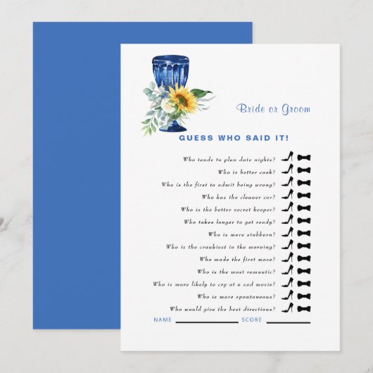 Mediterrane gok die zei het douchegame kaart (Voorkant / Achterkant)