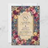 Mediterrane granaatappel bloemenbruiloft kaart (Voorkant)