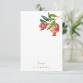 Mediterrane granaatappel douche blanco dank u bedankkaart (Staand voorkant)