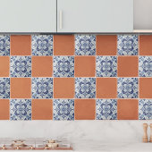 Mediterrane Inspiratie Blauwe Bloem Geometrisch Tegeltje