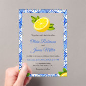 Mediterrane Italiaans Blauwe Tegel - Citroenbruilo Acryl Uitnodigingen (Insitu (Draagbaar))