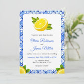 Mediterrane Italiaans Blauwe Tegel - Citroenbruilo Kaart (Staand voorkant)