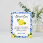 Mediterrane Italiaanse citroen bruiloft bedankkaar (Staand voorkant)