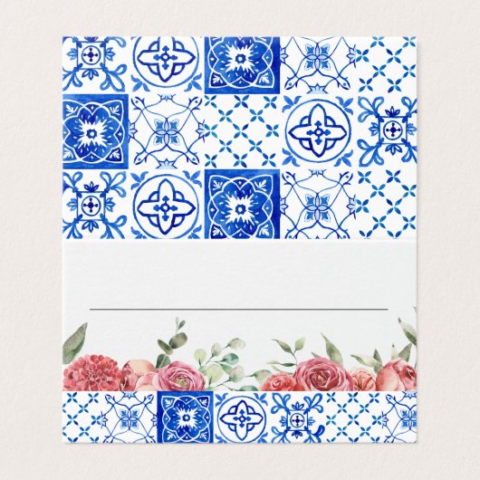 Mediterrane Italië Floral Pink Place Cards Kaart (Buitenkant ongevouwen)