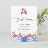 Mediterrane Italië Floral Pink Vrijgezellenfeest Kaart (Staand voorkant)