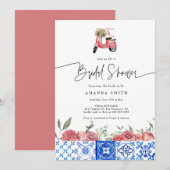 Mediterrane Italië Floral Pink Vrijgezellenfeest Kaart (Voorkant / Achterkant)