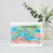 Mediterrane kaart met reisaffiches voor cruisesche (Staand voorkant)