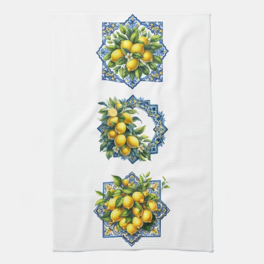 Mediterrane Keukenhanddoek met Citroenen (Verticaal)