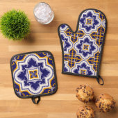 Mediterrane Keukenpatroon Ovenwant & Pannenlap Set (Top down)