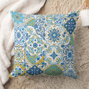 Mediterrane kleuren/ Azulejo tegels Kussen