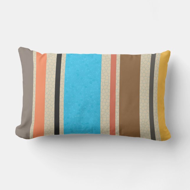 Mediterrane kleuren Stripe Glas in lood textuur Kussen (Voorkant)