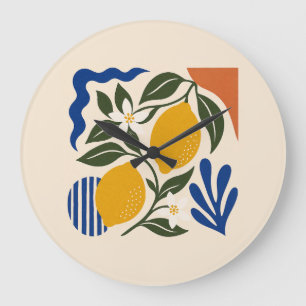 Mediterrane klok met citroen in abstracte stijl